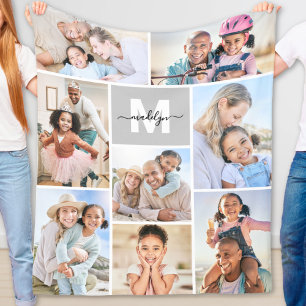 Foto Collage Monogram Fleece Deken