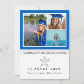 Foto Collage Nautical Blue Starfish afstuderen Aankondiging (Voorkant)