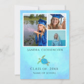 Foto Collage Nautical Zee Turtle Blue Afstuderen Aankondiging (Voorkant)