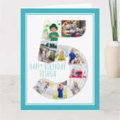 Foto Collage Number 5 Boy 5th Birthday Kaart (Voorkant)