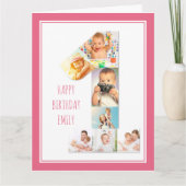 Foto collage nummer 1 Girl's First Birthday Kaart (Voorkant)