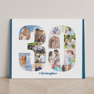 Foto Collage nummer 30 Aangepast 30e verjaardag Imitatie Canvas Print
