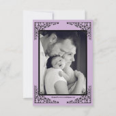 Foto Collage Paars Lace - 3x5 geboorteaankondiging Aankondiging (Achterkant)