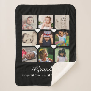 Foto Collage personaliseerde 9 foto's met hart Sherpa Deken