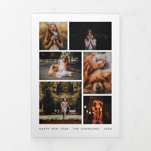 Foto Collage Persoonlijk Nieuwjaarsnieuwsbrief Drieluik Wenskaart (Cover)