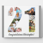 Foto Collage Persoonlijk nummer 21 Birthday Fotoplaat (Voorkant)