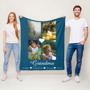 Foto Collage persoonlijke 4 foto's met hart Fleece Deken