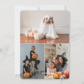 Foto Collage Pompoen Heks Pet Halloween Kaart (Achterkant)