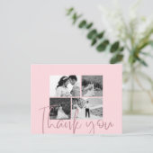 Foto Collage Roos Elegant Wedding Hartelijk dank Briefkaart (Staand voorkant)