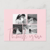 Foto Collage Roos Elegant Wedding Hartelijk dank Briefkaart (Voorkant)