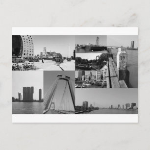 Foto collage Rotterdam 2 in zwart-wit Briefkaart