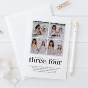 Foto Collage Sisters Joint Birthday Invitation Kaart