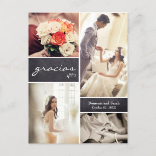Foto Collage Spain Rustic Wedding "Gracias" Briefkaart