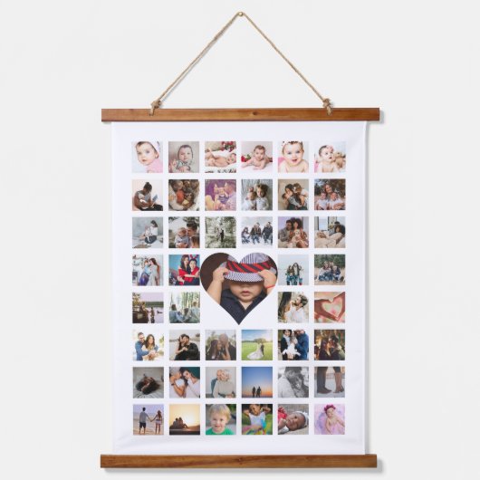 Foto collage, speciaal aangepast voor hart hangend wandkleed (Voorkant)