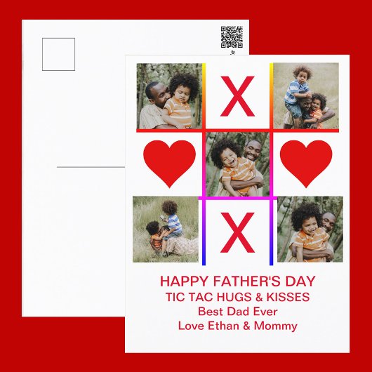 Foto Collage Tic Tac Toe Hugs Kisses Fathers Day Briefkaart