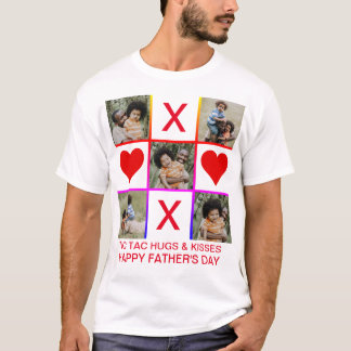 Foto Collage Tic Tac Toe Hugs Kisses Fathers Day T-shirt