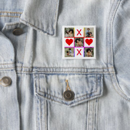 Foto Collage Tic Tac Toe Hugs Kisses Fathers Day Vierkante Button 5,1 Cm
