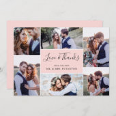 Foto-collage Trouw Dank Je Flat Kaart | Blush (Voorkant / Achterkant)