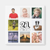 Foto-collage uitnodiging 21e verjaardagsfeestje magneet (Voorkant)