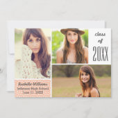 Foto collage van Fun Peach Polka Dot 20XX Afstuder Kaart (Voorkant)