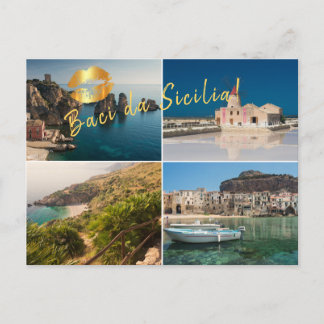 Foto collage van Sicilië met kussen Briefkaart