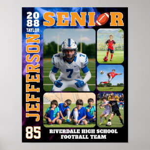 Foto-collage van spelers van het senior voetbaltea poster