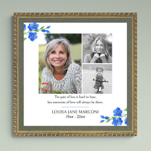 Foto Collage vergeet me niet begrafenisherdenking Poster