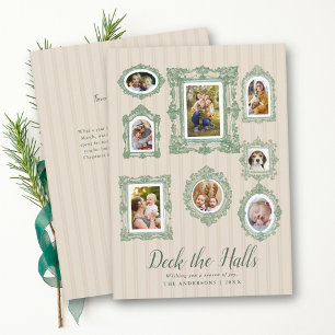 Foto-collage Vintage schets groen tan Kerstmis Feestdagenkaart