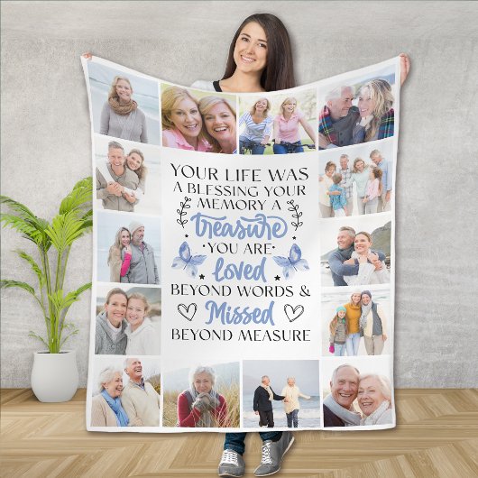 Foto Collage Vlinder Memorial Quote Fleece Deken
