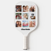 Foto collage vrienden naam wit pickleball paddle (Achterkant)