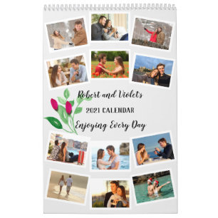 Foto Collage w. Aangepaste naam en bericht - 2021 Kalender