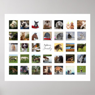 FOTO COLLAGE WALL ART -34 Square Photos Instagram Poster