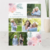 Foto Collage Waterverf Soft Floral Editable Kaart (Voorkant)