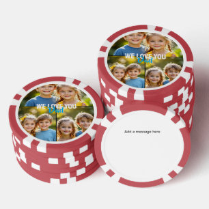 Foto-collage "We Love You Papa" geluksbrenger Poker Chips