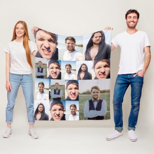 Foto Collage zette je gezicht op een Fleece Deken (In situ)