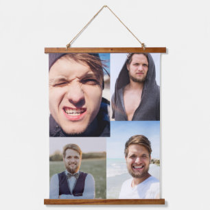 Foto Collage zette je gezicht op een Hangend Wandkleed