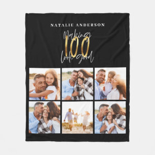 Foto collage zwart en goud op de twintigste verjaa fleece deken