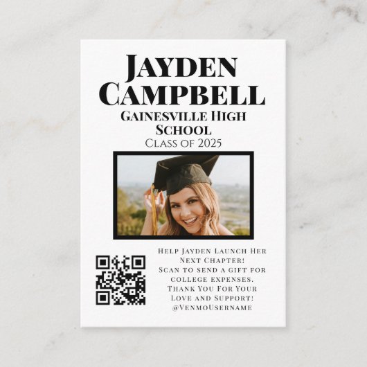 Foto College Fund QR Code Afstuderen Informatiekaartje (Voorkant)