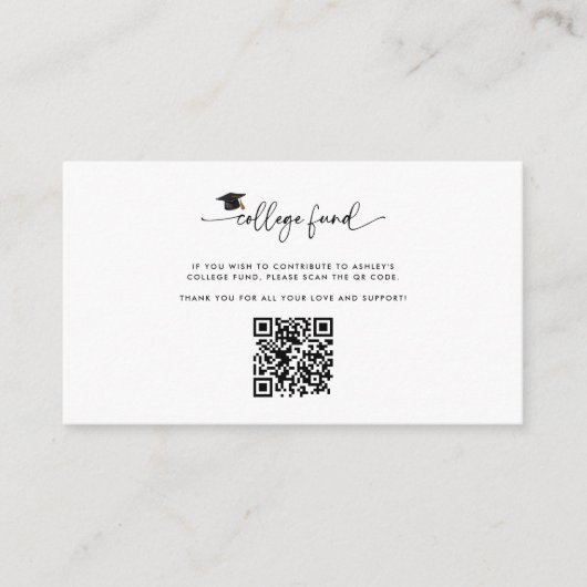Foto College Fund QR Code Afstuderen invoegen Informatiekaartje (Voorkant)