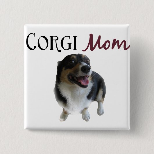 Foto Corgi mam Vierkante Button 5,1 Cm (Voorkant)