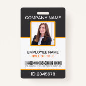 Foto Corporate Medewerker Barcode Grijs Geel Badge (Voorkant)