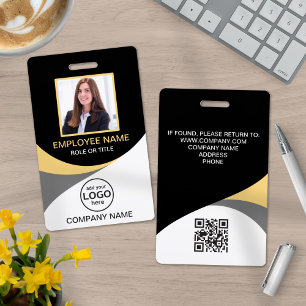 Foto Corporate Medewerker QR Code Zwart Geel Badge