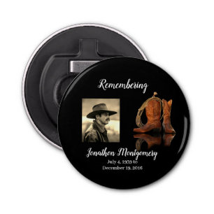 Foto, Cowboy Pet en Rope Memorial  Button Flesopener