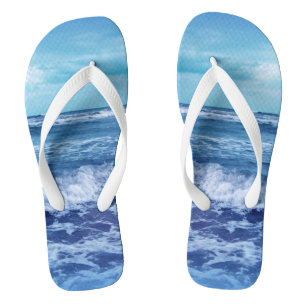 Foto Crashing Waves Blue Ocean Sky Teenslippers