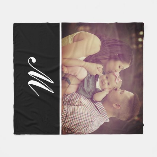Foto Creëer Uw Eigen Monogram Initiaal Aangepast Fleece Deken (Voorkant (Horizontaal))
