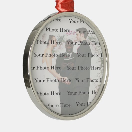 Foto Custom Round Silver Wedding Ornament (Rechts)