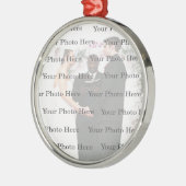 Foto Custom Round Silver Wedding Ornament (Links)