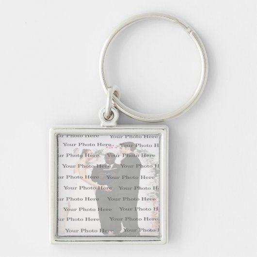 Foto: Custom Square Silver Wedding Sleutelhanger (Voorkant)