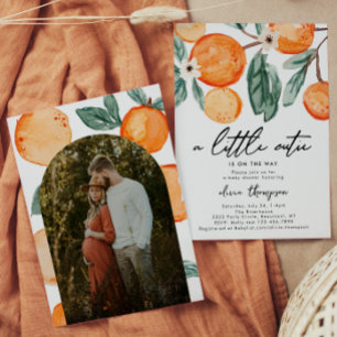 Foto Cutie Oranje Baby Shower Uitnodiging