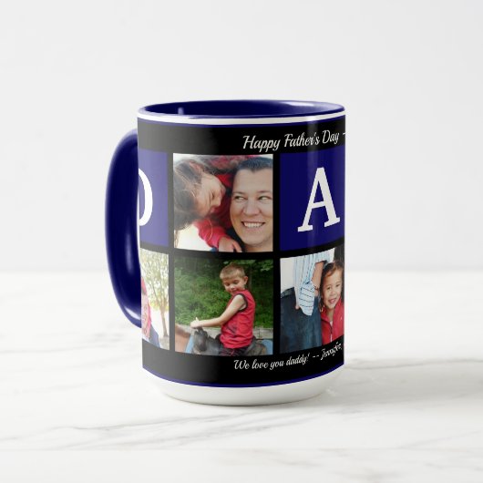 Foto DAD Collage Coffee Vaderdag Black Navy Mok (Voorkant links)